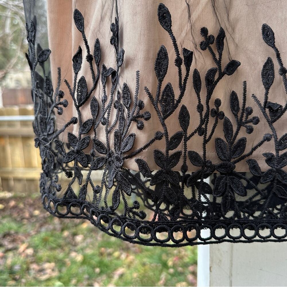 Polagram Black Embroidered Lace Maxi Skirt over Nude Lining - Picture 4 of 9